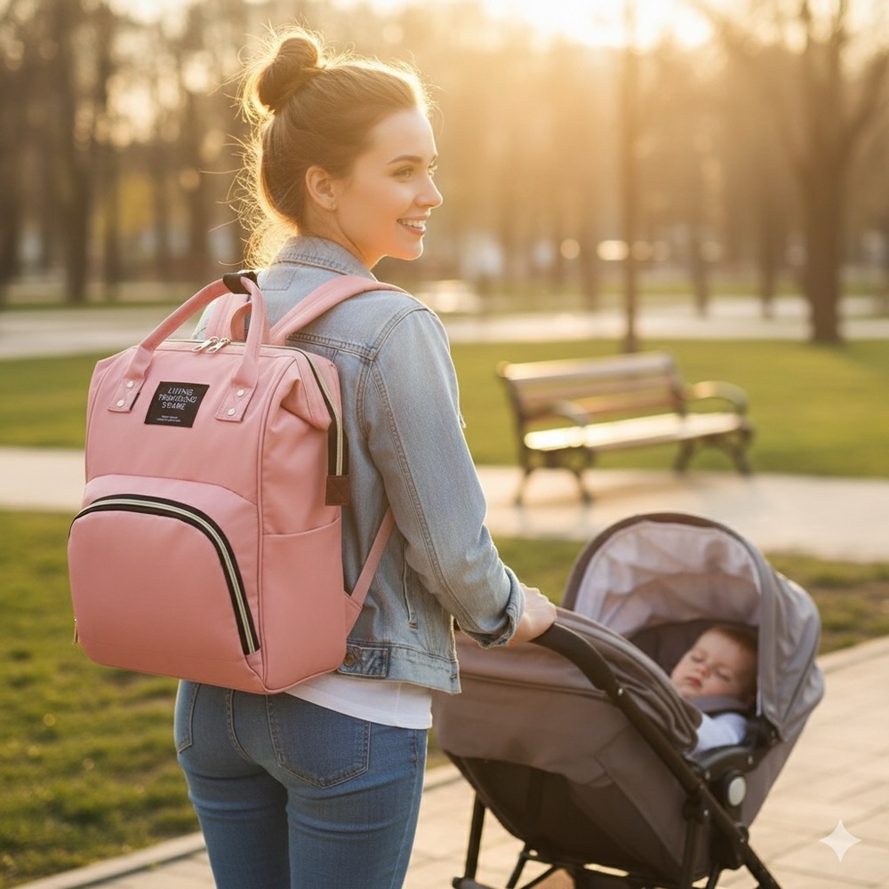 Pink Baby Backpack Diaper Bag